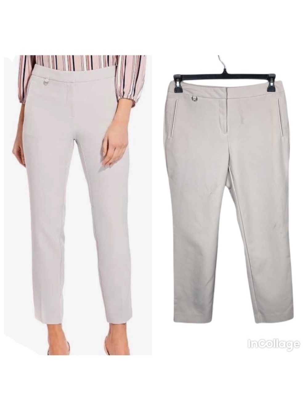 ✅ Adrianna Papell Champagne / Beige color Womens Work Slim fit Cropped Pants 6